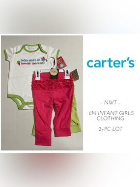 🆕CARTER’S - 6M - NWT - INFANT GIRLS 2+PC ONESIE AND PANT LOT